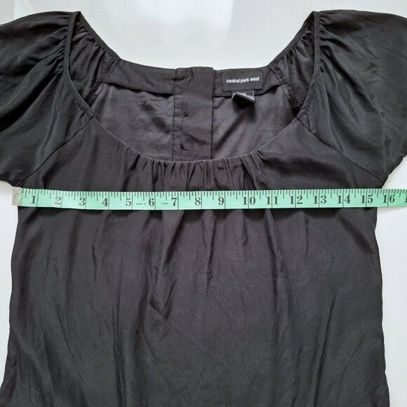 Central Park West Black Silk Short Sleeve Top - Picture 3 of 6